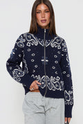 Bandana cardigan navy