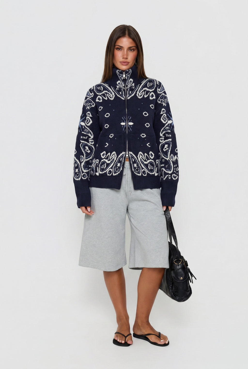 Bandana cardigan navy